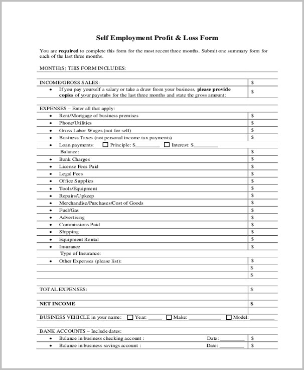2018 profit and loss forms